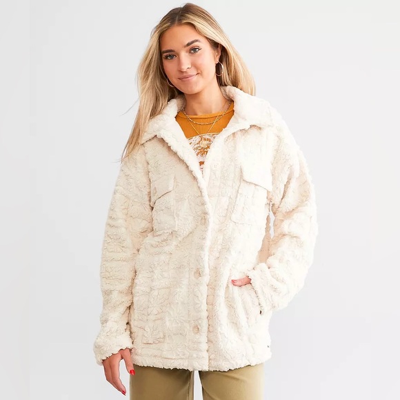 Billabong Jackets & Blazers - Billabong Fairbanks Fleece Women's Plush Cream Teddy Jacket